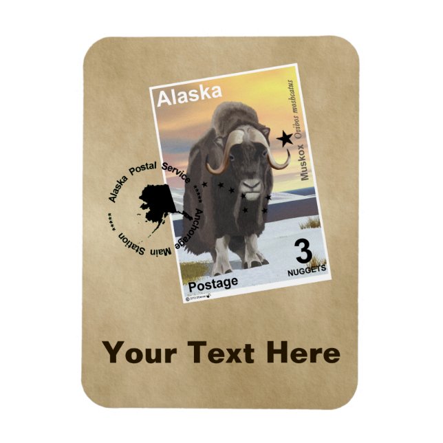 Magnet Flexible Muskox Stamp Souvenir (Vertical)