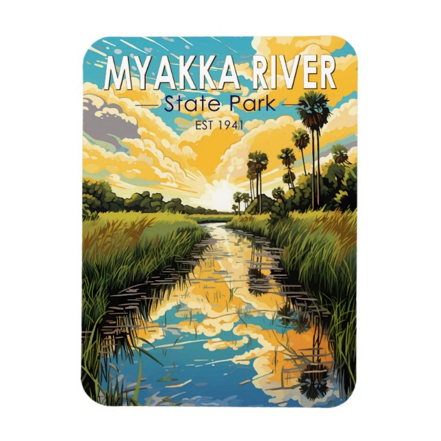 Magnet Flexible Myakka River State Park Floride Travel Art Vintage (Vertical)