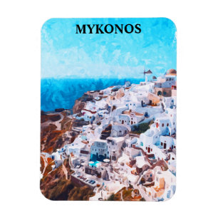 Magnet Flexible Mykonos Grèce aquarelle peinture