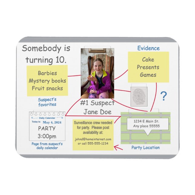 Magnet Flexible Mystery Crime Solvabilité Preuve Board Invitation (Horizontal)