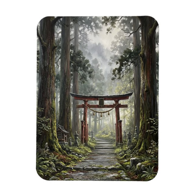 Magnet Flexible Mystical forest and torii gate that symbolizes it (Vertical)