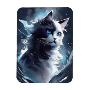 Magnet Flexible Mystique Kitten noir et blanc   Chat d'aquarelle