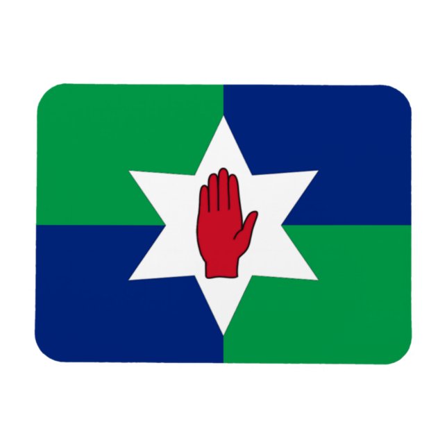 Magnet Flexible N. Irlande - Étoile sur vert et bleu (Horizontal)