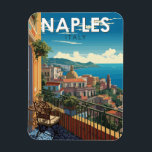 Magnet Flexible Naples Italie Travel Art Vintage<br><div class="desc">Modèle de déplacement vectoriel rétro Naples. Naples est la capitale régionale de la Campanie et la troisième plus grande ville d'Italie,  après Rome et Milan.</div>