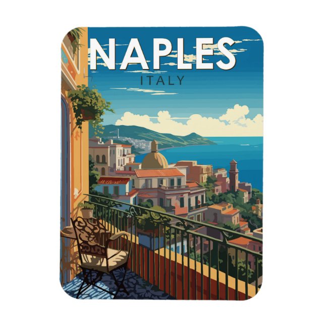 Magnet Flexible Naples Italie Travel Art Vintage (Vertical)