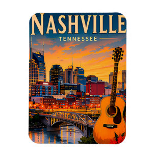 Magnet Flexible 🎸 Nashville Tennessee Skyline et Music Row