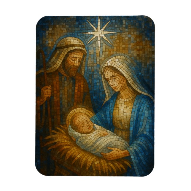 Magnet Flexible Nativity Stained Glass Mosaic | Holy Family  (Vertical)