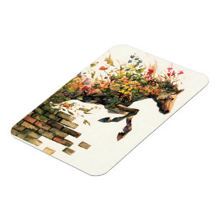 Magnet Flexible Nature Botanique Cheval Floral Jumping