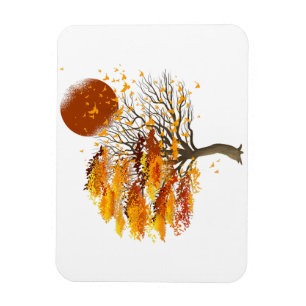 Magnet Flexible Nature Faune Pleine lune Arbre Foule Des Oiseaux F