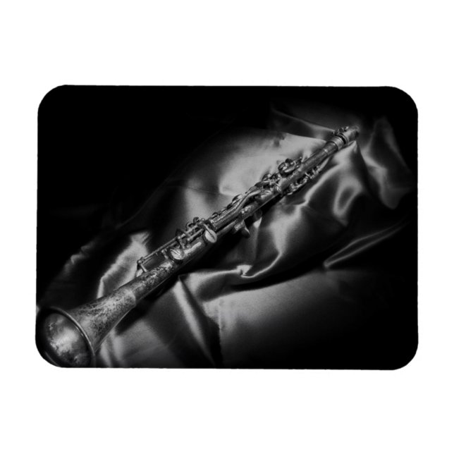 Magnet Flexible Nature morte de clarinette ancienne, N&B (Horizontal)
