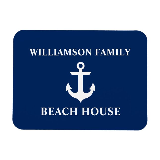 Magnet Flexible Nautical Beach House Nom de famille Ancre Marine B (Horizontal)