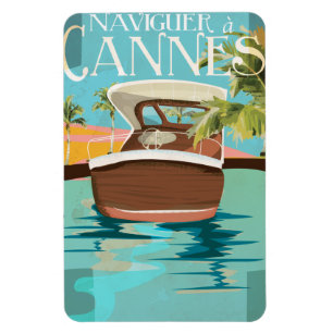 Magnet Flexible naviguer à Cannes (naviguer vers) poster Vintage v