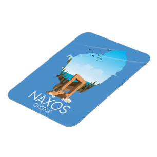 Magnet Flexible Naxos Carte poster de voyage grec.