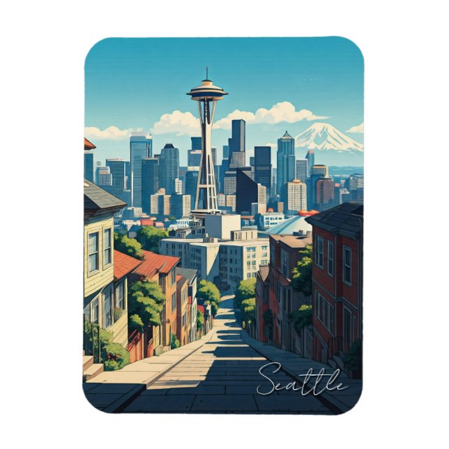 Magnet Flexible Needle spatiale de Seattle Washington Mt Rainier (Vertical)