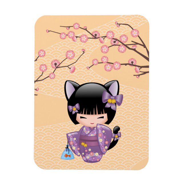 Magnet Flexible Neko Kokeshi Poupée - Cat Ears Geisha Girl (Vertical)