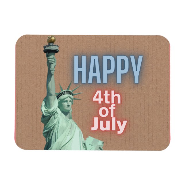 Magnet Flexible Neon 4 juillet Liberty Statue (Horizontal)