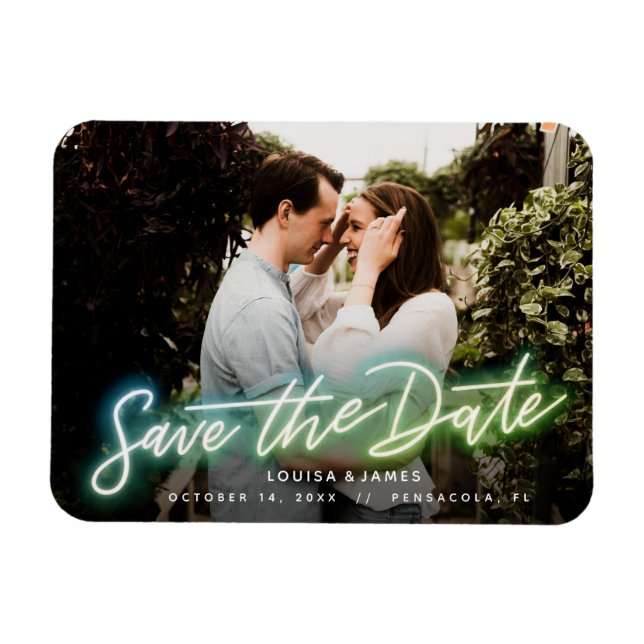 Magnet Flexible Neon photo horizontale Enregistrer l'aimant de dat (Horizontal)