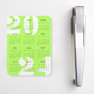 Magnet Flexible Neon vert minimaliste noir noir 2024 Calendrier