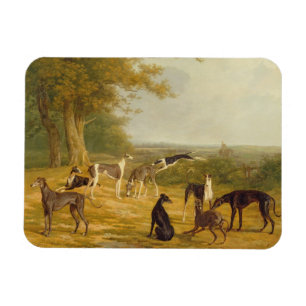 Magnet Flexible Neuf lévriers dans un paysage (huile sur la toile