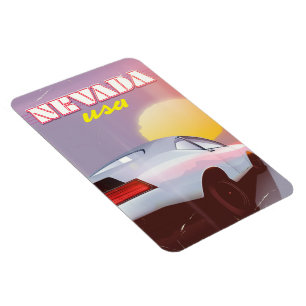 Magnet Flexible Nevada USA Coucher de soleil voiture de sport