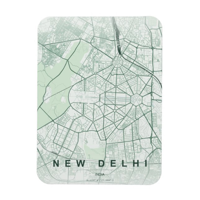 Magnet Flexible New Delhi India City Map Minimal Design (Vertical)