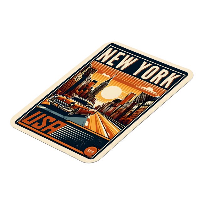 Magnet Flexible New York City brooklyn pont Vintage voiture classi (Côté Gauche)