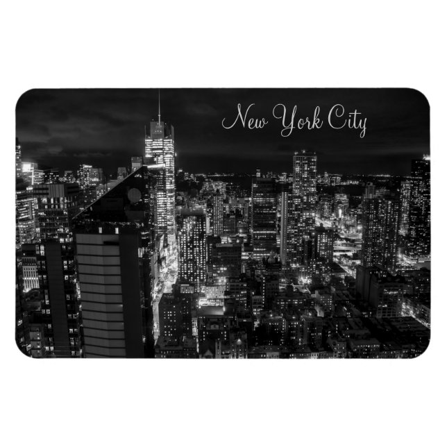 Magnet Flexible New York City Manhattan Skyline la nuit (Horizontal)