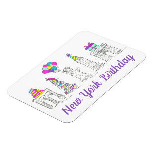 Magnet Flexible New York City NYC Landmarks fête d'anniversaire