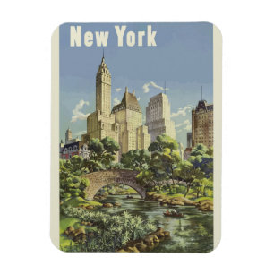 Magnet Flexible New York City Skyline Central Park Vintage Retro