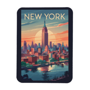 Magnet Flexible New York City Skyline Travel Art Vintage