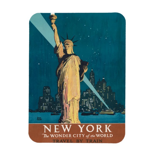Magnet Flexible New York City Vintage voyage Liberty Skyline (Vertical)