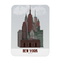 New York dans les nuages - Rouge foncé et vert