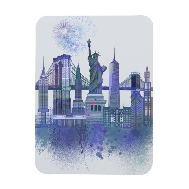 Magnet Flexible New York Skyline - Aquarelle bleue (Vertical)