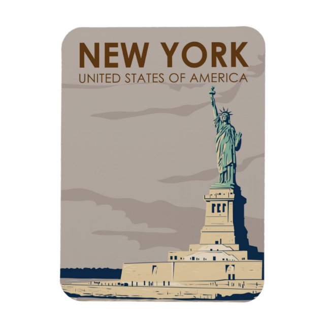 Magnet Flexible New York Statue of Liberty Retro  (Vertical)