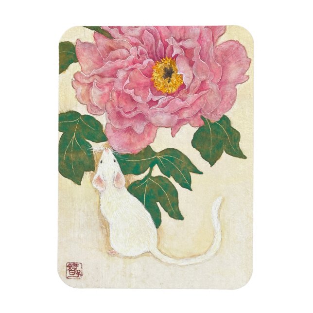 Magnet Flexible Nezumito-Botan: The Little Mouse and the Peony (Vertical)