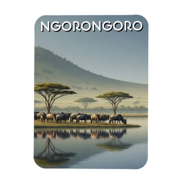 Magnet Flexible Ngorongoro Tanzanie Gnous (Vertical)