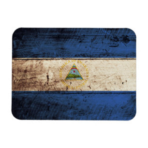 Magnet Flexible Nicaragua : Un drapeau sur le vieux grain de bois