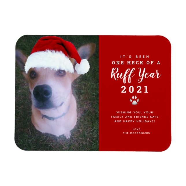 Magnet Flexible Noël 2021 Ruff Year Funny Chien Photo (Horizontal)