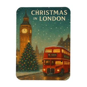 Magnet Flexible Noël à Londres - Scène de fêtes de fin d'année ave