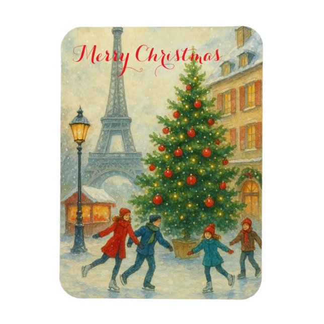 Magnet Flexible Noël à Paris Tour Eiffel Hiver  (Vertical)