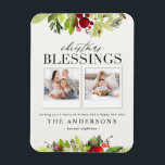 Magnet Flexible Noël bénédiction multi photo plaid et feuillage h<br><div class="desc">Noël bénédiction feuillage multiple carte de vacances.</div>