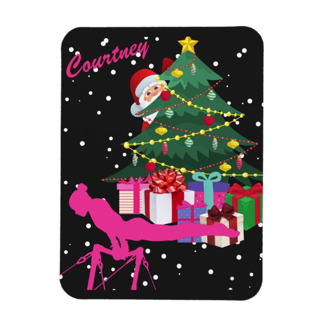 Magnet Flexible Noël de gymnaste : Père Noël Me Apportez Gymnastiq (Vertical)