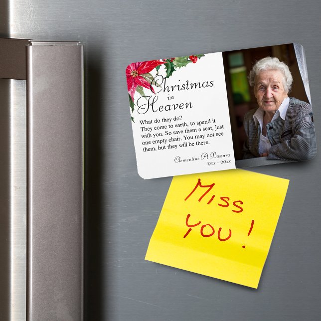 Magnet Flexible Noël de Poinsettia dans le ciel Magnat photo (Poinsettia Christmas In Heaven Memorial Photo Magnet)
