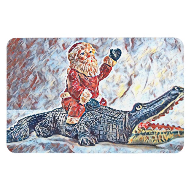 Magnet Flexible Noël en Floride Santa Claus équitation Alligator (Horizontal)