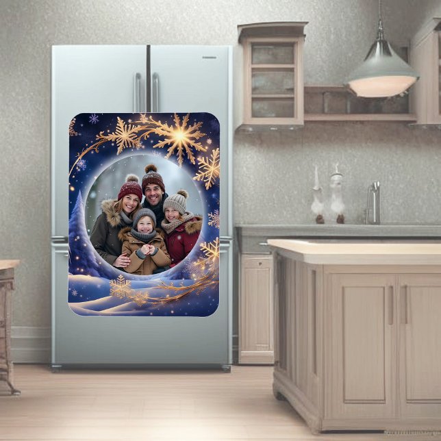 Magnet Flexible Noël magique - flocons de neige dorés, photo (Créateur téléchargé)