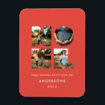 Magnet Flexible Noel Noël bold moderne 4 photo simple Holiday<br><div class="desc">Amusement coloré Noel Noël typographie 4 photo de vacances design. Les couleurs rouge,  vert,  bleu marine,  noir et rose sont disponibles.</div>