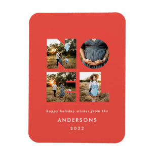 Magnet Flexible Noel Noël bold moderne 4 photo simple Holiday