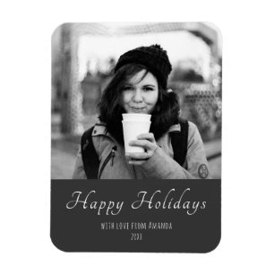 Magnet Flexible Noël Noir et Blanc Photo de Vacances Personnalisée