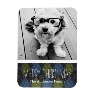 Magnet Flexible Noël preppy Plaid avec une seule photo