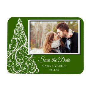 Magnet Flexible Noël vert Mariage d'hiver Enregistrer la photo de